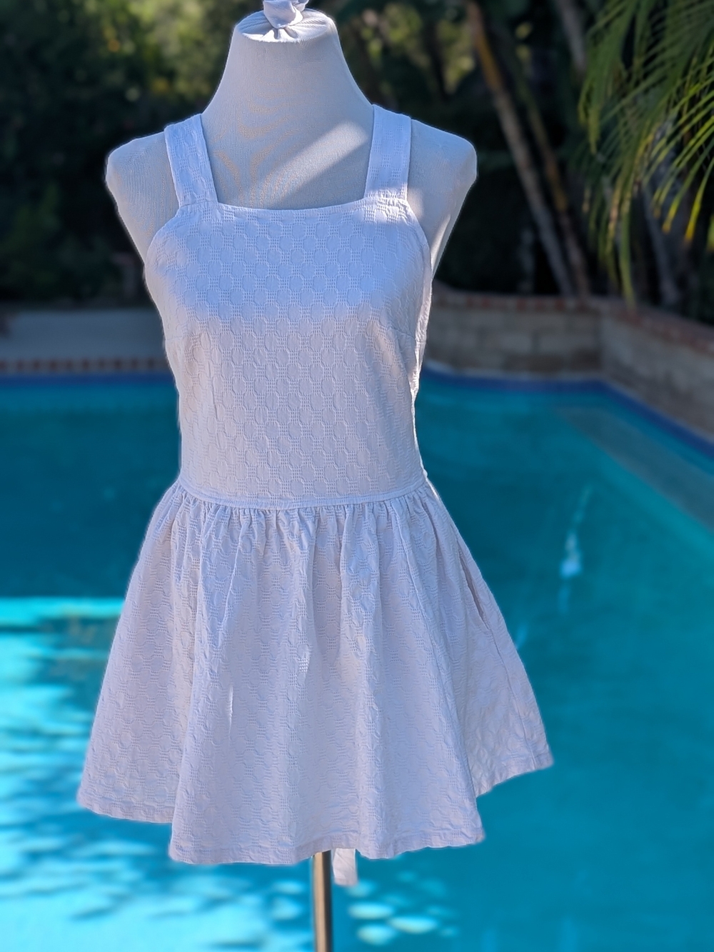 Free People White Textured Square-Neck One-Piece Swim Dress